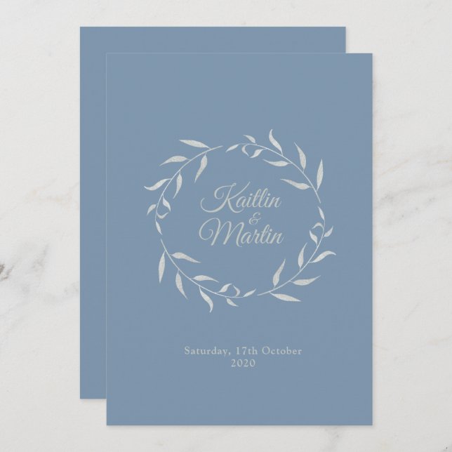 Silver Foliage Wedding invitations (Front/Back)