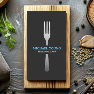SILVER FORK on DARK GRAY Business Card