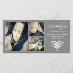 SILVER FORMAL COLLAGE WEDDING THANK YOU CARD