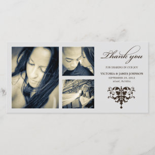 SILVER FORMAL COLLAGE WEDDING THANK YOU CARD