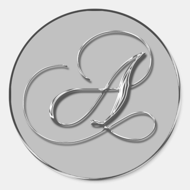 Silver Formal Wedding Monogram A Seal (Front)
