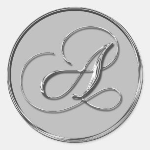 Silver Formal Wedding Monogram A Seal Stickers