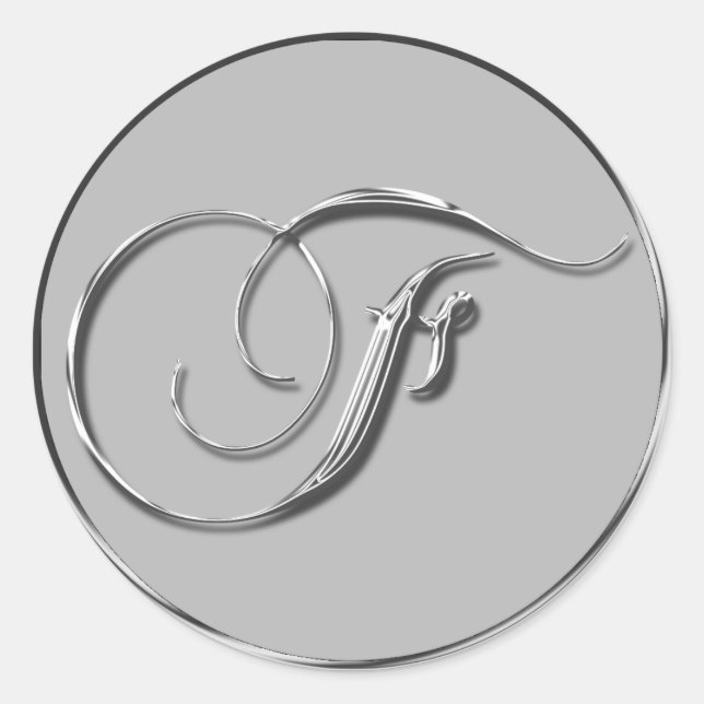 Silver Formal Wedding Monogram F Envelope Seals (Front)
