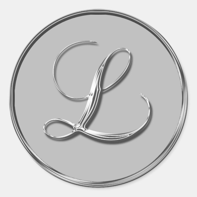 Silver Formal Wedding Monogram L Seal Sticker (Front)