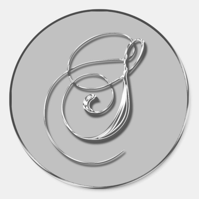 Silver Formal Wedding Monogram S Seal RSVP (Front)