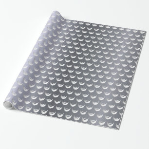 Silver fox birthday beard men guys grey trendy wrapping paper