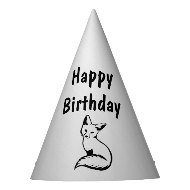Silver Fox  Birthday Party Hat (Front)