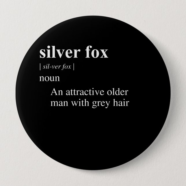 SILVER FOX DEFINITION 10 CM ROUND BADGE (Front)