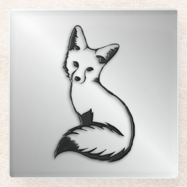 Silver Fox Glass Coaster (Front)