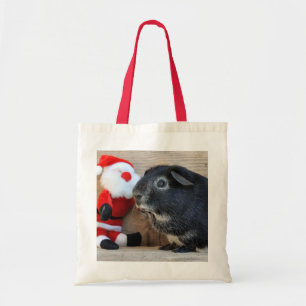 Silver Fox Guinea Pig with Santa Claus Tote Bag