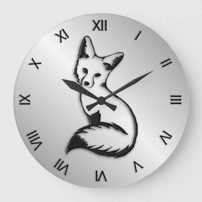 Silver Fox Roman Numeral Large Clock (Front)