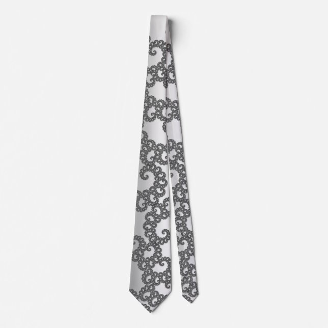 Silver Fractal Art Neck Tie (Front)