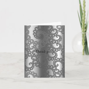 Silver Fractal Art Thank You Card