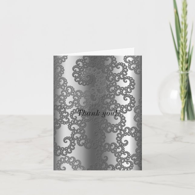 Silver Fractal Art Thank You Card (Front)