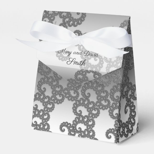 Silver Fractal Art Wedding Favour Box (Front Side)