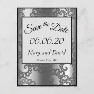 Silver Fractal Save The Date Postcard