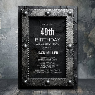 Silver Frame Black Slate Any Age Birthday Party Invitation