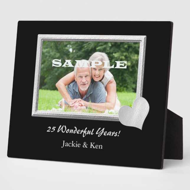 Silver Frame Heart Anniversary Photo Template (Side)