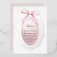 Silver Frame Pink Bow Baptism