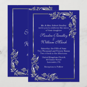 Silver Frame Stunning Navy Invitation