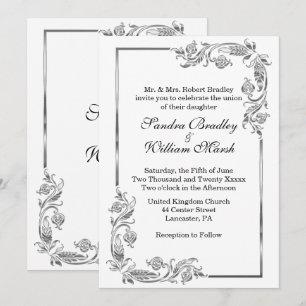 Silver Frame Traditional White Invitation