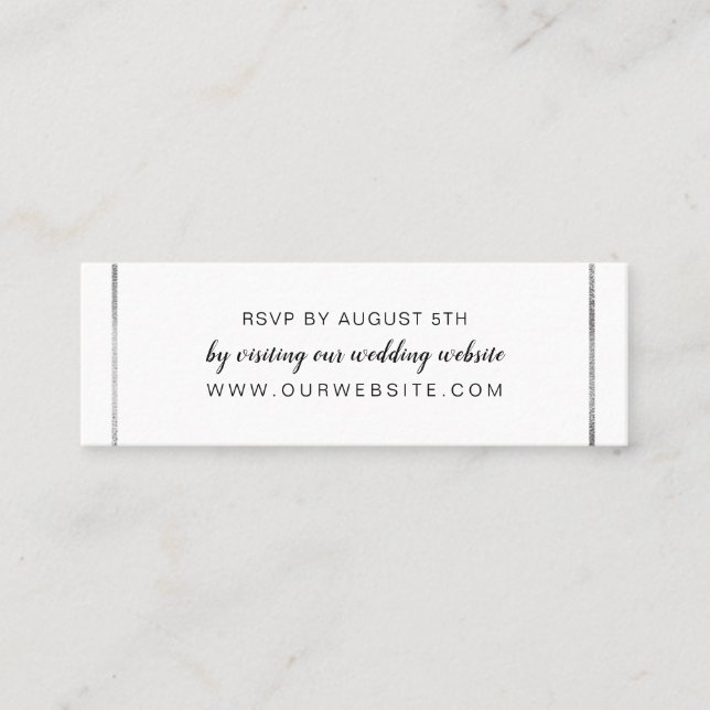 Silver Frame wedding rsvp online mini card (Front)