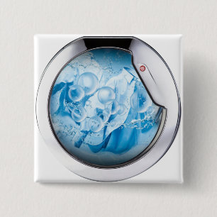 silver framed washing machine animated 15 cm square badge