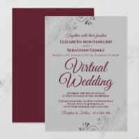 Silver Frills Chic Burgundy & Grey Virtual Wedding