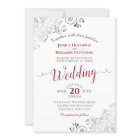 Silver Frills Elegant Red & Grey on White Wedding