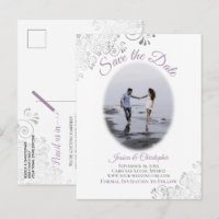 Silver Frills Lavender Wedding Save the Date Photo