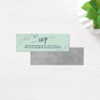 Silver Frills Mint & Navy Wedding RSVP Online Card