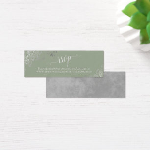Silver Frills Sage Green Wedding RSVP Online Card