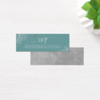 Silver Frills Teal Wedding RSVP Online Card