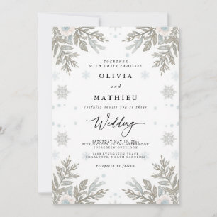 Silver Frosted Winter Wedding Invitation