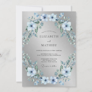 Silver Frosty Winter Wedding Invitation