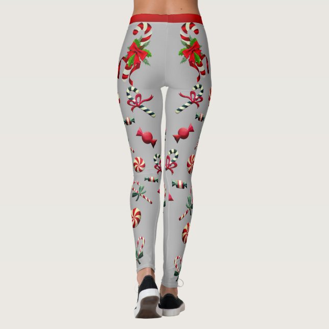 Silver Fun "Candy" Holiday Season Leggings (Back)