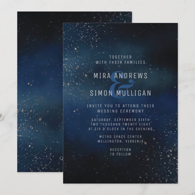 Silver Galaxy Wedding Invitation (Front/Back)