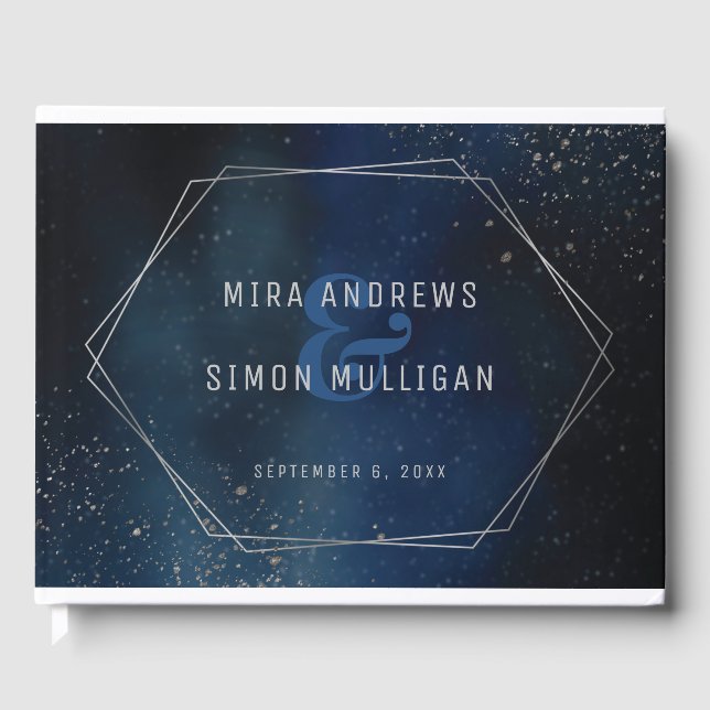 Silver Galaxy Wedding Invitation Guest Book (Front)