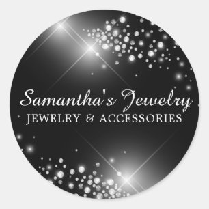 Silver gem diamond jewellery classic round sticker