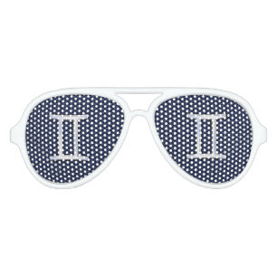 Silver Gemini Zodiac Sign Blue Carbon Fibre Print Aviator Sunglasses
