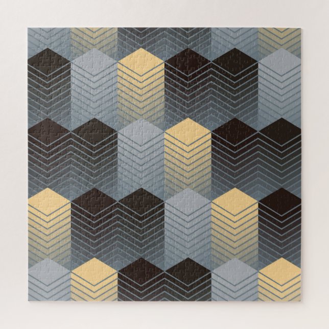 Silver geometric buildings, abstract pattern. jigsaw puzzle (Vertical)
