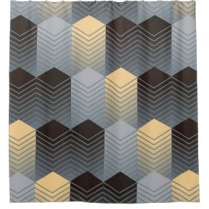 Silver geometric buildings, abstract pattern. shower curtain