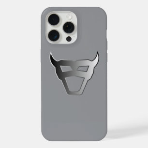 Silver Geometric Bull Chrome Look logo iPhone 15 Pro Max Case