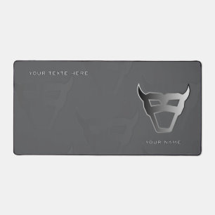 Silver Geometric Bull Pro Gamer Mousepad Desk Mat