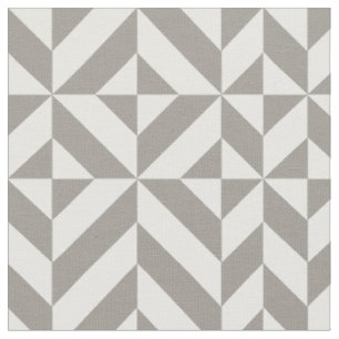 Silver Geometric Deco Cube Pattern Fabric