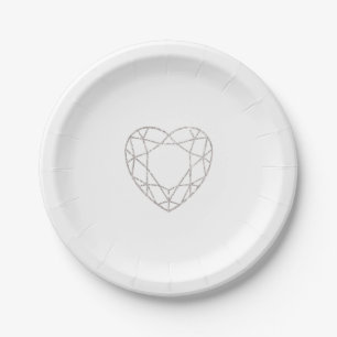 Silver geometric heart wedding paper plate