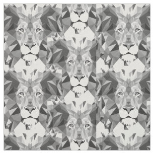 Silver Geometric Lion Fabric