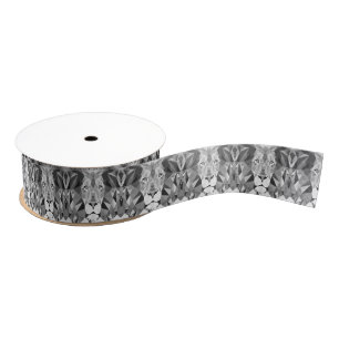 Silver Geometric Lion Grosgrain Ribbon