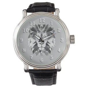 Silver Geometric Lion Head Watch