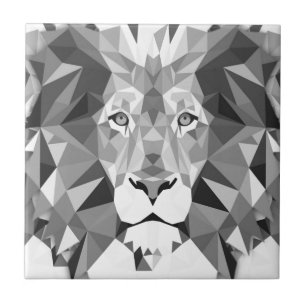 Silver Geometric Lion Tile